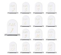 PATIKIL Numéro de table de mariage 1-15, Panneaux d'affichage en acrylique de 6"x4" avec support pour mariages, réceptions, pièce maîtresse, fond de miroir double face, texte doré