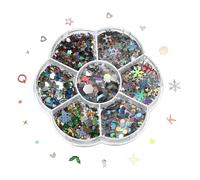 PATIKIL Paillettes et Sequins, 1 Boîte de Formes Assorties pour l'Artisanat, la Décoration de Vêtements, les Ongles, les Cartes de Noël, Argent