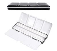 PATIKIL Palettes de Peinture Vide, Boîte en Métal Avec 26 Demi-Godets Pour Aquarelle Étui de Peinture Avec Couvercle Pour Déplacements Peinture à L'Huile Gouache Noir 26 Compartiments