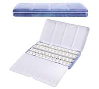 PATIKIL Palettes de Peinture Vide, Boîte en Métal Pour Aquarelle Avec 52 Demi-Godets, Étui de Peinture Avec Couvercle Pour Peinture à L'Huile et Gouache, Bleu, 52 Compartiments