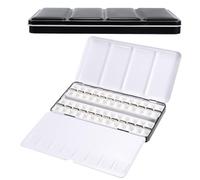 PATIKIL Palettes de Peinture Vide, Boîte en Métal Pour Aquarelle Avec 52 Demi-Godets, Étui de Peinture Avec Couvercle Pour Peinture à L'Huile et Gouache, Noir, 52 Compartiments