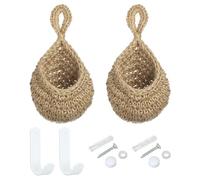 PATIKIL Paniers à Fruits Suspendus Pour La Cuisine, Lot de 2 Mini Paniers Tissés à La Main en Forme de gouttes Pour Le Rangement de Légumes, Pommes de Terre, Ail, Brun