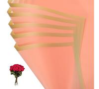 PATIKIL Papier Cadeau Fleuri, 20 Feuilles Bord Doré Étanche Papier Emballage Bouquet Fournitures Fleuriste Emballage Papiers Floraux pour Mariage DIY Artisanat, Orange