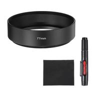PATIKIL Pare-Soleil pour Objectif, 77mm Monture Standard À Visser en Métal avec Chiffon De Nettoyage Et Stylo De Nettoyage, Noir