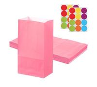 PATIKIL Party Favor Bag24 Pcs 5.1x3.1x9.4 Inch Sacs En Papier Moyens Pour Bonbons Cadeaux Fête Célébration Halloween Anniversaire Mariage Avec AutocollantsRose Clair Rouge