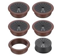 PATIKIL Passe Fil Bureau 50mm 5Pcs Cache Trou pour Câble de Bureau, Plastique ABS Robuste Rond pour Armoires à Câbles, Équipements de Bureau, Organisation du Câblage, Marron