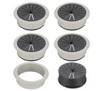 PATIKIL Passe Fil Bureau 50mm 5Pcs Cache Trou pour Câble de Bureau, Plastique ABS Robuste Rond pour Armoires à Câbles, Équipements de Bureau, Organisation du Câblage, Gris