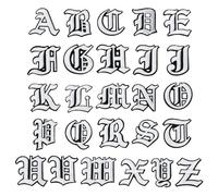 PATIKIL Patch Brodé de Lettre en Ancien Anglais, 26 Pièces Alphabet Vintage à Coudre ou à Repasser pour la Réparation de Vêtements Chapeaux Vestes Sac à Dos, 2"Lx2"W, Blanc