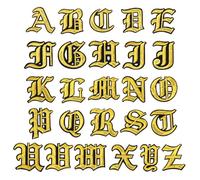 PATIKIL Patch Brodé de Lettres Anciennes, 26 Pièces d'Alphabet Vintage à Coudre ou à Repasser pour la Réparation de Vêtements, Chapeaux, Vestes, Sacs à Dos, de A à Z, 2"Lx2"W, Tons Dorés