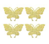 PATIKIL Patches Papillon Strass, 4 Pcs Patches Applique Fer À Repasser Forme Papillon Strass Applique Paillettes Cristal Couture Pour Chaussures Vêtements Pantalons Sacs, Jaune