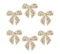 PATIKIL Patchs en Strass en Forme de Nœud, 6 Pcs Patchs en Appliqué à Coudre/à Repasser en Strass en Cristal Pailleté pour Chaussures, Vêtements, Sacs, Loisirs Créatifs Diy, Doré