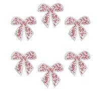 PATIKIL Patchs en Strass en Forme de Nœud, 6 Pcs Patchs en Appliqué à Coudre/à Repasser en Strass en Cristal Pailleté pour Chaussures, Vêtements, Sacs, Loisirs Créatifs Diy, Rose