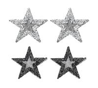 PATIKIL Patchs en Strass en Forme d'Étoile, 4 Pcs Écusson en Forme d'Étoile à Coudre/à Repasser Écusson en Strass Paillettes Cristal pour Chaussures Vêtements, Argenté/Noir