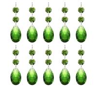 PATIKIL Pendentifs de Lustre en Cristal en Forme de Larme, 10 Pcs 85mm Longueur 38mm Lustre Pièces de Prismes Ornements Perles Suspendues pour Décoration d'arts et d'Artisanat DIY, Vert