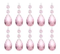 PATIKIL Pendentifs de Lustre en Cristal en Forme de Larme, 10 Pcs de 85mm de Longueur 38mm Pièces de Prismes de Lustre Ornements Perles Suspendues pour Décoration d'arts, Rose