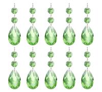 PATIKIL Pendentifs de Lustre en Cristal en Forme de Larme, 10 Pcs de 85mm de Longueur 38mm Pièces de Prismes de Lustre Ornements Perles Suspendues pour Décoration d'arts, Vert Clair