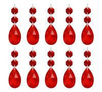 PATIKIL Pendentifs de Lustre en Cristal en Forme de Larme, 10 Pcs de 85mm de Longueur 38mm Pièces de Prismes de Lustre Ornements Perles Suspendues pour Décoration d'arts, Rouge