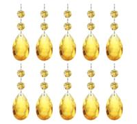 PATIKIL Pendentifs de Lustre en Cristal en Forme de Larme, 10 Pcs de 85mm de Longueur 38mm Pièces de Prismes de Lustre Ornements Perles Suspendues pour Décoration d'arts, Ton Or