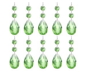 PATIKIL Pendentifs de Lustre en Cristal en Forme de Larme, 10 Pcs de 85mm de Longueur 38mm Pièces de Prismes de Lustre Ornements Perles Suspendues pour Décoration d'arts, Vert Clair