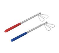 PATIKIL Perches de Drapeau Télescopiques Portables de 3,9 Pieds, 2 Pièces, en Acier Inoxydable, avec Clips pour Enseignants, Guides Touristiques, Formation, Rouge, Bleu