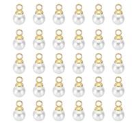 PATIKIL Perle de 5 mm, 100 Pièces, Breloque en Perle, Magnifiques Perles Artificielles pour la Fabrication de Bijoux, Bracelets, Boucles D'Oreilles, Colliers, Couleur Dorée Blanche