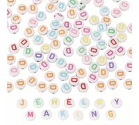 PATIKIL Perles Alphabet, 100 Pcs Perles Lettres Arc-En-Ciel Acrylique pour l'Artisanat, Bracelets d'Amitié, Fabrication Bijoux, 4x7mm, Lettre D