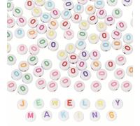 PATIKIL Perles Alphabet, 100 Pcs Perles Lettres Arc-En-Ciel Acrylique pour l'Artisanat, Bracelets d'Amitié, Fabrication Bijoux, 4x7mm, Lettre O