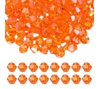PATIKIL Perles cristal biconiques 4 mm, 400 pièces perles biconiques verre facettées lâches pour fabrication bijoux bracelet collier, boucles d'oreilles, carillons, couleur orange clair