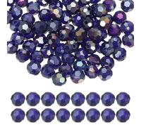 PATIKIL Perles cristal rondes 8 mm, 100 pièces perles verre facettées vrac pour fabrication bijoux, bracelet, collier, boucles d'oreilles, carillons éoliens, artisanat, bleu marine