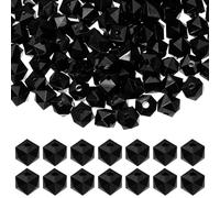 PATIKIL Perles cubiques acrylique facettées 8 mm, 300 pièces perles diamant carrées lâches pour fabrication bijoux bracelet collier, boucles d'oreilles, carillons éoliens, noir