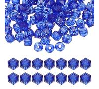 PATIKIL Perles cubiques acrylique facettées 8 mm, 300 pièces perles diamant carrées lâches pour fabrication bijoux bracelet collier, boucles d'oreilles, carillons éoliens, bleu
