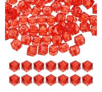 PATIKIL Perles cubiques acrylique facettées 8 mm, 300 pièces perles diamant carrées lâches pour fabrication bijoux bracelet collier, boucles d'oreilles, carillons éoliens, rouge