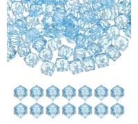 PATIKIL Perles cubiques facettées acrylique 10 mm, 200 pièces perles diamant carrées lâches pour fabrication bijoux bracelet collier, boucles d'oreilles, carillons éoliens, bleu ciel