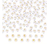 PATIKIL Perles d'Alphabet, 100 Pcs Perles Lettre Acrylique Doré pour l'Artisanat, Fabrication Bracelets d'Amitié Et Bijoux, 4x7mm, Lettre J