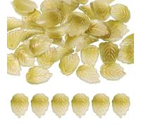PATIKIL Perles De Feuille En Verre, 50Pcs Adorables Charmes De Feuille Pour Travail De Lampe Cristal, Perles Espaceuses Translucides Tchèques Pour Fabrication, Olive/Doré