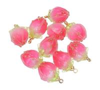 PATIKIL Perles de Fleurs 0,6x0,4", 10 Pièces de Perles de Boutons de Fleurs en Acrylique Mini Rose pour Bracelets, Boucles d'Oreilles, Colliers, Loisirs Créatifs DIY, Rouge Rose