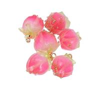 PATIKIL Perles de Fleurs 0,6x0,4", 6Pcs Perles de Bourgeons de Fleurs en Acrylique Mini Rose Charm pour Bracelets, Boucles d'Oreilles, Colliers, Loisirs Créatifs DIY, Rouge Rose