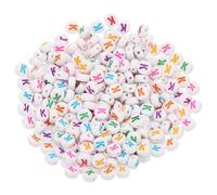 PATIKIL Perles de lettres rondes, 300 pièces Lettre K Perles d'Alphabet Acrylique Blanches Lettres Colorées pour la Fabrication de Bijoux Fabrication de Bracelets Colliers DIY, Multicolore