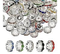 PATIKIL Perles d'espacement strass ondulées 12 mm, 100Pack Perles fabrication bijoux lâches Perles diamant Rondelle Beadable DIY Bracelets argenté plaqué pour décorations d'Multicolore