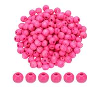 PATIKIL Perles en bois de 10 mm pour la fabrication d'artisanat, 200 pièces de perles rondes lâches pour la création de bijoux en macramé, bracelet DIY fait main, décoration rose