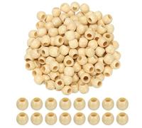 PATIKIL Perles en bois de 12x11mm pour la fabrication d'artisanat, 300 pièces de perles rondes lâches pour la création de bijoux en macramé, bracelet DIY fait main, décoration, beige