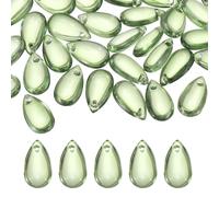 PATIKIL Perles En Forme De Larme, 50Pcs Cristal Larme Perles Percées En Haut Pendants Charm Perles En Verre Tchèque pour DIY Fabrication De Bijoux Bracelets Colliers, Vert