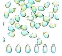PATIKIL Perles en Forme de larme en Verre Tchèque, 100 Pièces Perles en Verre Transparentes à Facettes en Forme de larme de Pluie, Vert Clair, 6X9mm