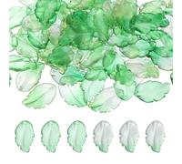 PATIKIL Perles En Verre Feuille, 100Pcs Charmes Feuille En Cristal Mignons, Perles Spacer Translucides Tchèques Pour DIY Fabrication De Bijoux Bracelets, Vert Herbe/Vert Clair