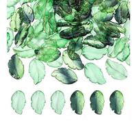 PATIKIL Perles Feuille En Verre, 100Pcs Charmes Cristal Mignon Feuille, Perles Espaceuses Translucides Tchèques Pour DIY Fabrication De Bijoux Bracelets, Vert Herbe/Vert Foncé