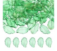 PATIKIL Perles Feuille En Verre, 100Pcs Charmes Feuille Cristal Mignon, Perles Espaceuses Translucides Tchèques pour Fabrication de Bijoux DIY Bracelets, Vert Herbe