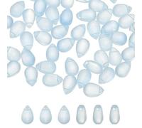 PATIKIL Perles Forme Larme Verre Tchèque, 100 Pièces Verre Transparentes à Trous Supérieurs Cristal, Larmes Pluie Gonflées, Bleu Clair, 6x9mm