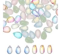 PATIKIL Perles Forme Larme Verre Tchèque, 50 Pièces Perles Verre Transparentes à Trous Supérieurs Cristal, Perles Forme Larme Pluie Gonflées, Multicolores, 6x9mm