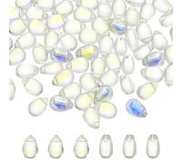 PATIKIL Perles Forme Larme Verre Tchèque, 50 Pièces Verre Transparentes à Trous Supérieurs Cristal, Perles Forme Larme Pluie Bombées, Transparent Ab, 6x9mm