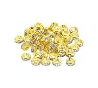 PATIKIL Perles Intercalaires de 4 mm, 100 Pièces, Perles Intercalaires Rondelles en Verre, Petites Perles Intercalaires en Cristal en Vrac Pour La Fabrication de Colliers, DIY, Doré